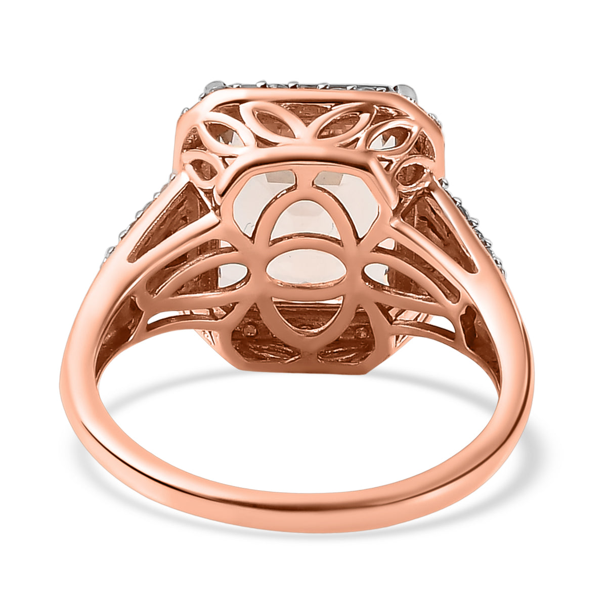 14K Rose Gold Morganite and Round Cut Diamond Halo Engagement Ring 4.70 Ct 8834890 5