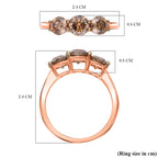 14K Rose Gold SGL Certified Natural Champagne Diamond (I1-I2) 3 Stone Ring 2.00 Ct.