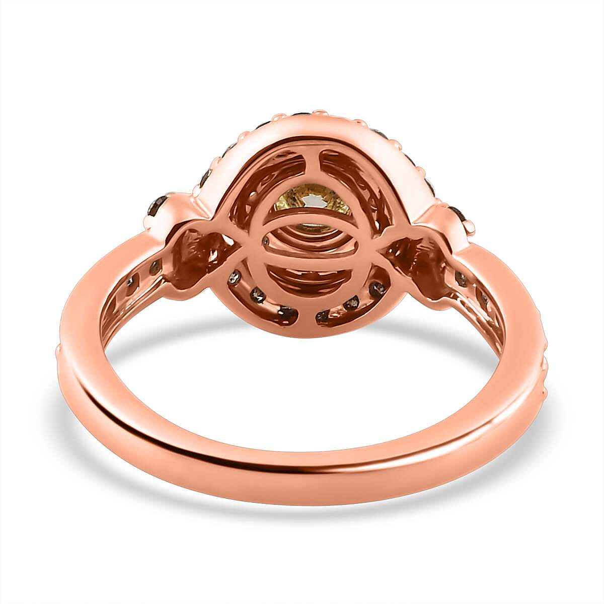 Natural Yellow and Champagne Diamond Halo Ring in 14K Rose Gold 7737290 5