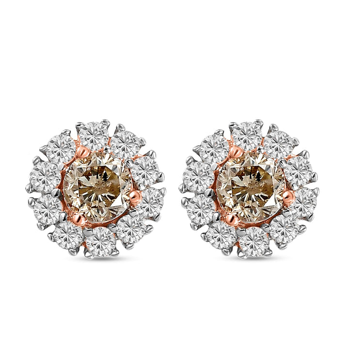 14K Rose Gold I3 Champagne and I3-G-H White Diamond Earrings 0.93 Ct. 8851711 1