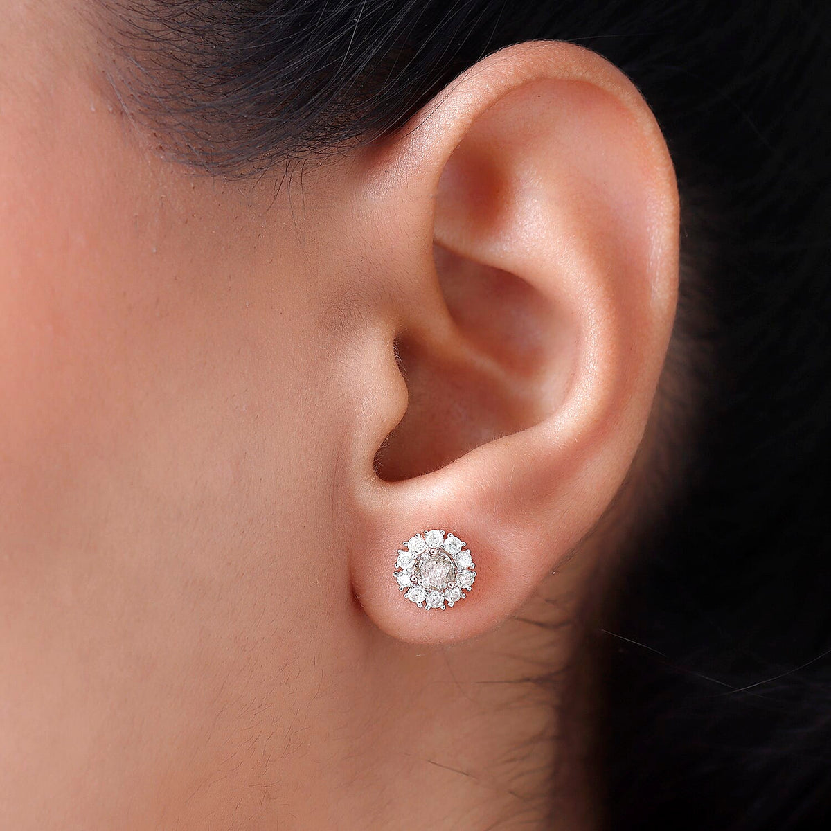 14K Rose Gold I3 Champagne and I3-G-H White Diamond Earrings 0.93 Ct. 8851711 3