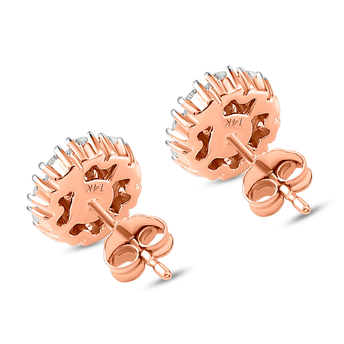 14K Rose Gold I3 Champagne and I3-G-H White Diamond Earrings 0.93 Ct. 8851711 5