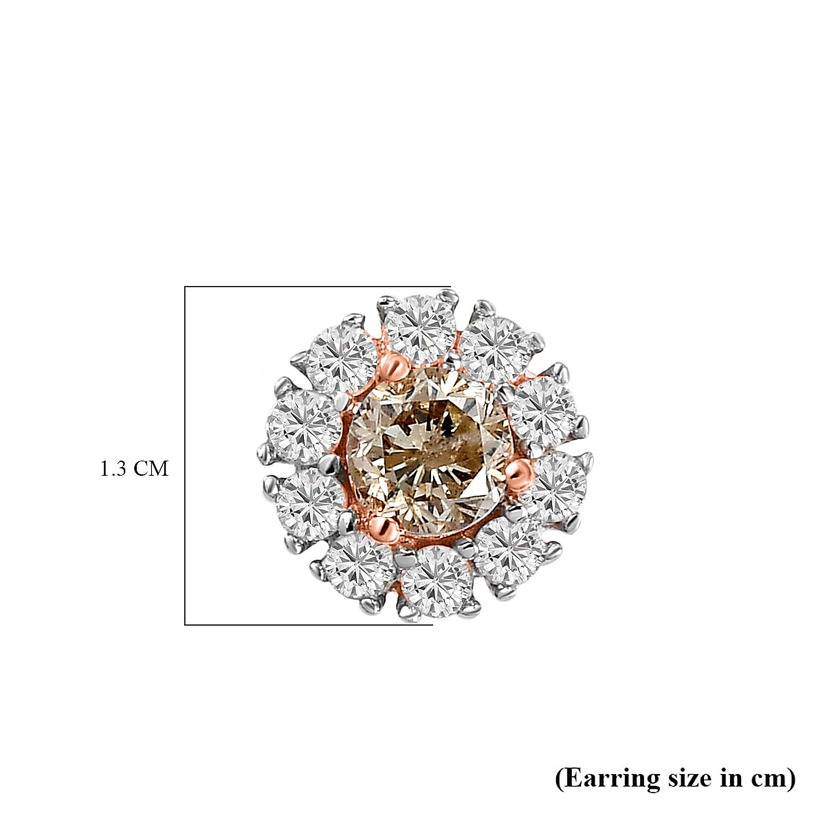 14K Rose Gold I3 Champagne and I3-G-H White Diamond Earrings 0.93 Ct. 8851711 6