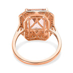 14K Rose Gold Morganite, Pink Diamond and White Diamond Halo Ring 4.35 Ct.