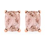 14K Rose Gold AAA Morganite Solitaire Stud Earrings with Push Back 1.51 Ct.