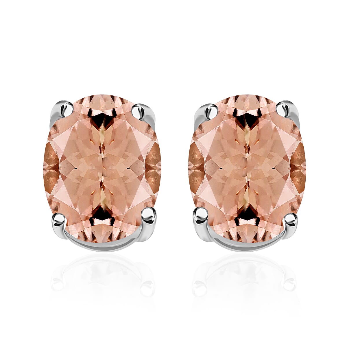 14K Rose Gold Morganite Solitaire Stud Push Post Earring in Gold Wt. 2.5 grams, 2.60 Ct 8000484 0