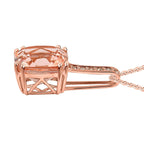 14K Rose Gold,  Morganite,  White Diamond Pendant with Chain (Size 18) 3.75ct  Gold Wt. 2.24 Gms  3.750  Ct.