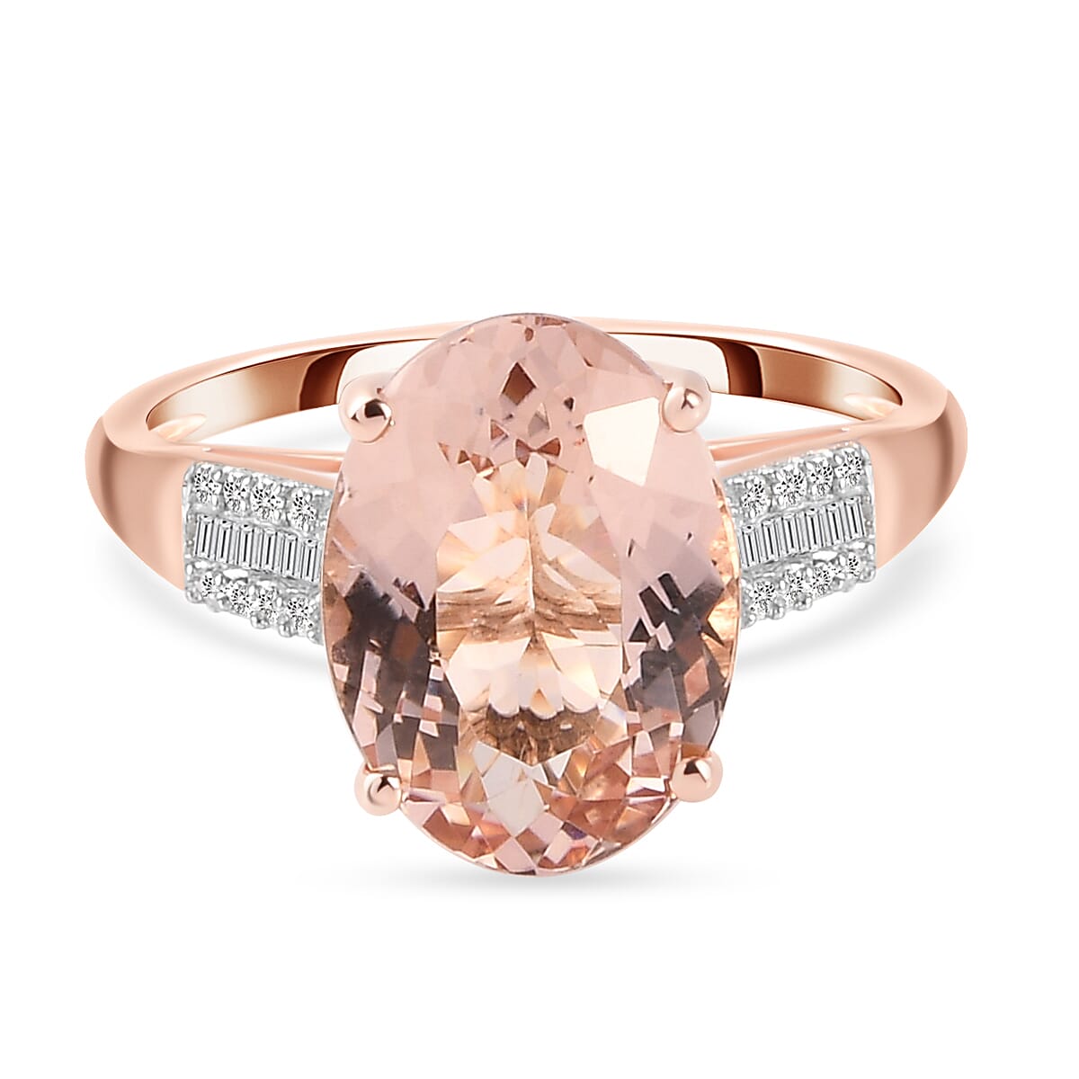 14K Rose Gold Morganite and Diamond Ring 5.54 Ct 7530096 0