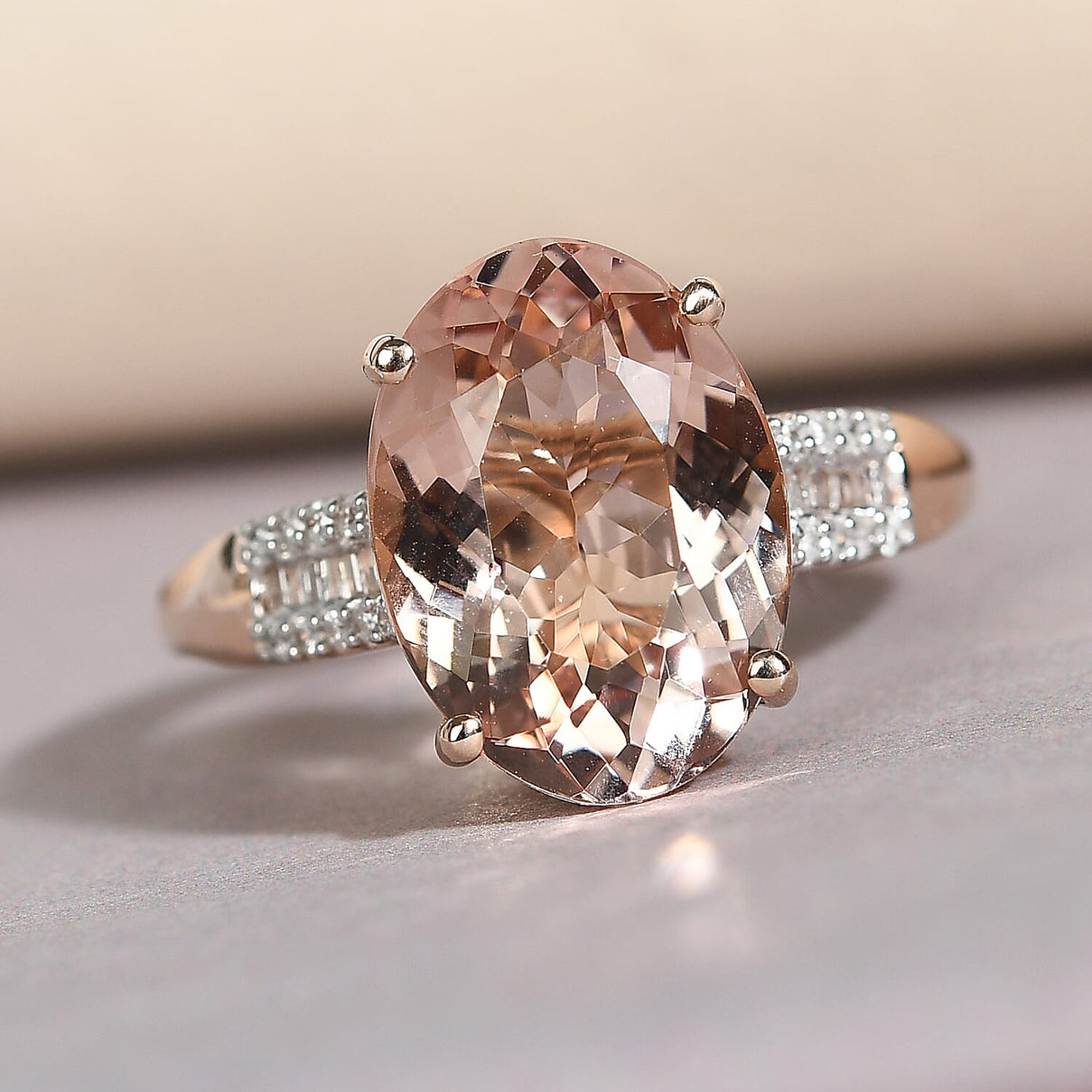 14K Rose Gold Morganite and Diamond Ring 5.54 Ct 7530096 2