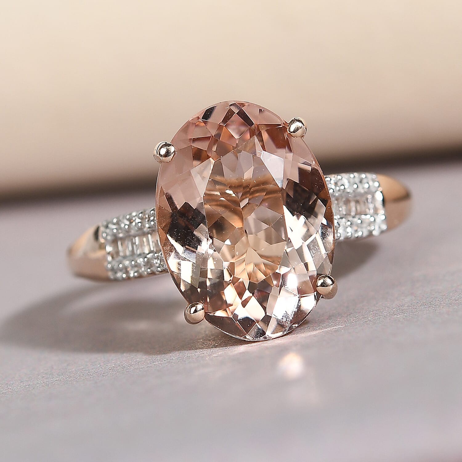 14K Rose Gold Morganite and Diamond Ring 5.54 Ct 7530096 2