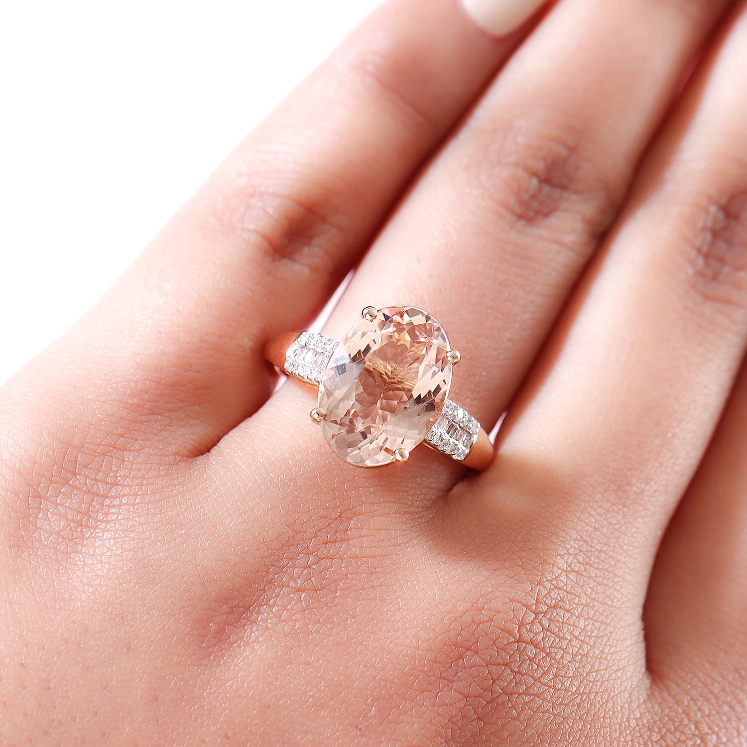 14K Rose Gold Morganite and Diamond Ring 5.54 Ct 7530096 3