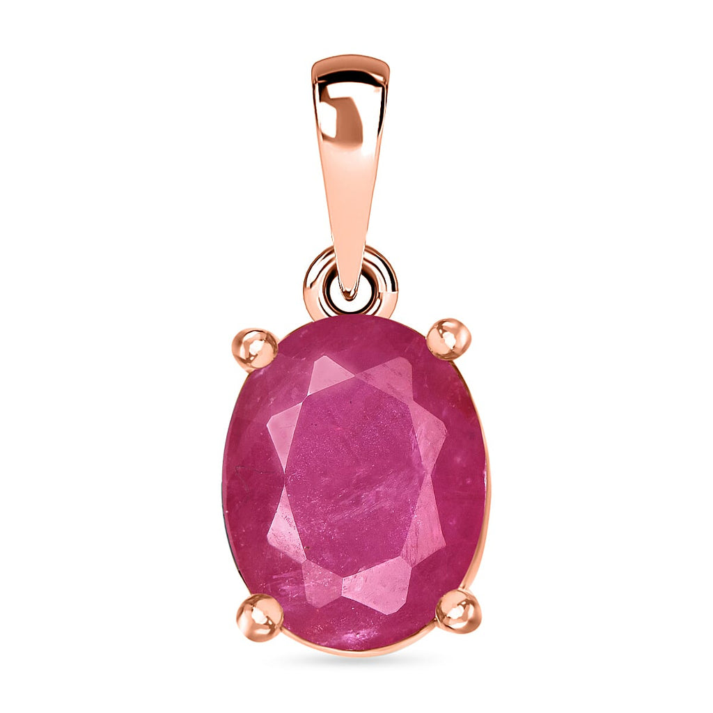 14K Rose Gold   Mozambique Ruby  Solitaire Pendant 2.40 ct,  Gold Wt. 2 Gms  2.400  Ct.