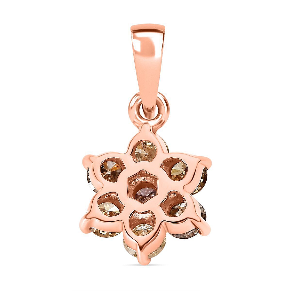 14K Rose Gold SGL Certified Pink Diamond, Champagne Diamond and Natural Yellow Diamond Floral Pendant 0.50 Ct. 7388038 5