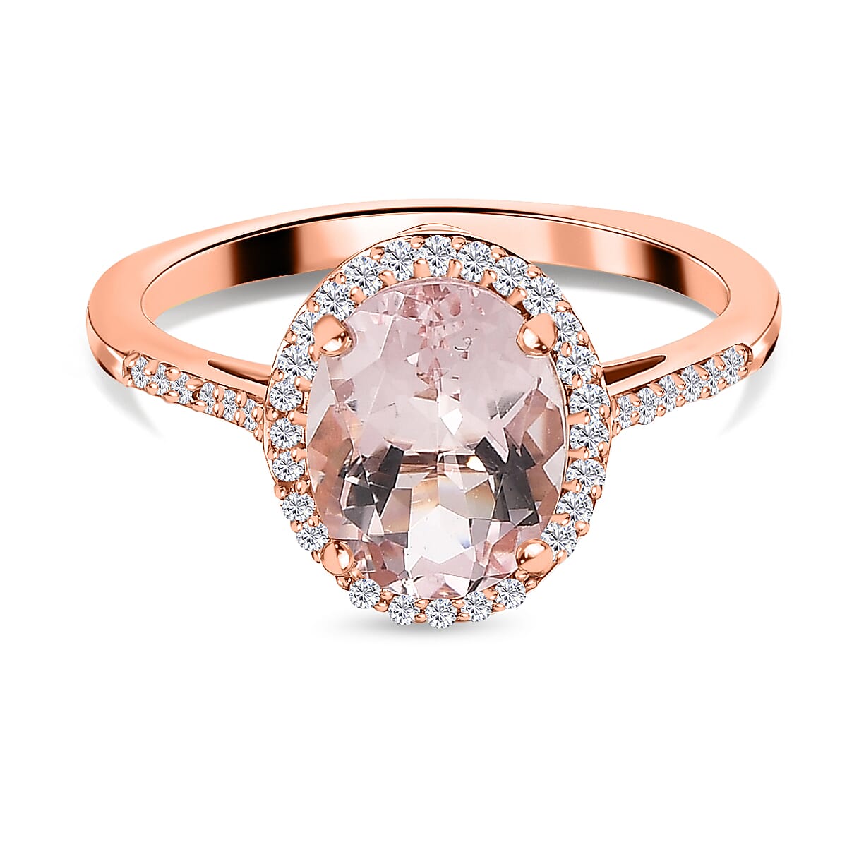 Pink Morganite and Pink Diamond Halo Ring in 14K Rose Gold 7519887 0