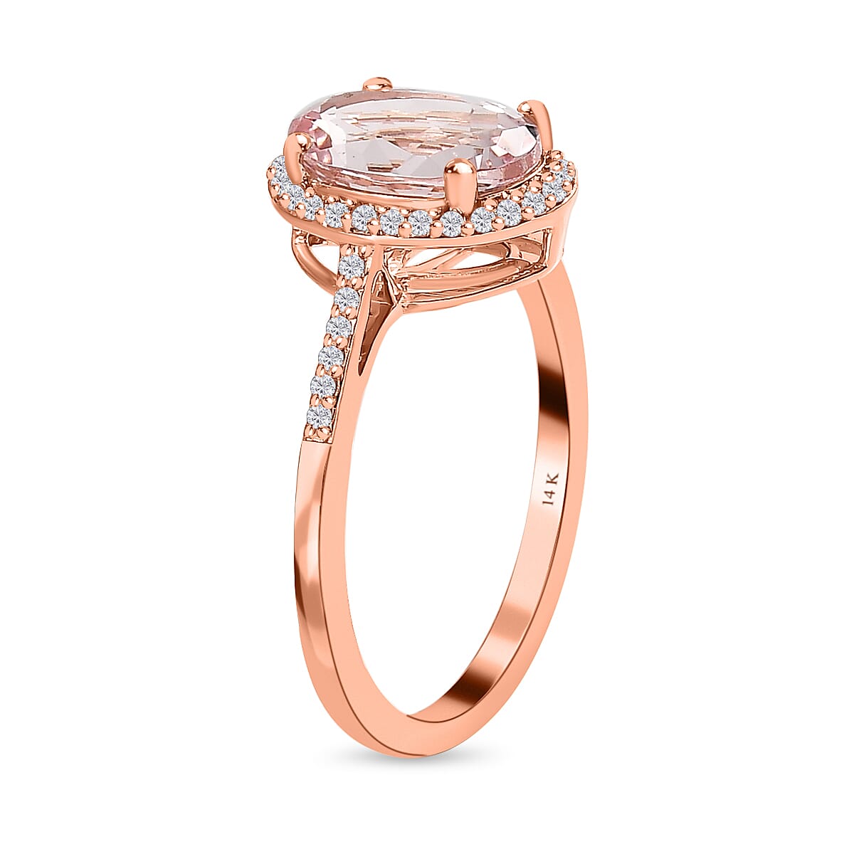 Pink Morganite and Pink Diamond Halo Ring in 14K Rose Gold 7519887 3