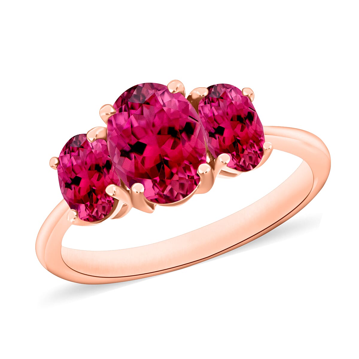 14K Rose Gold Rubellite 3 Stone Ring in Gold Wt. 4 grams, 2.60 Ct 8007027 0