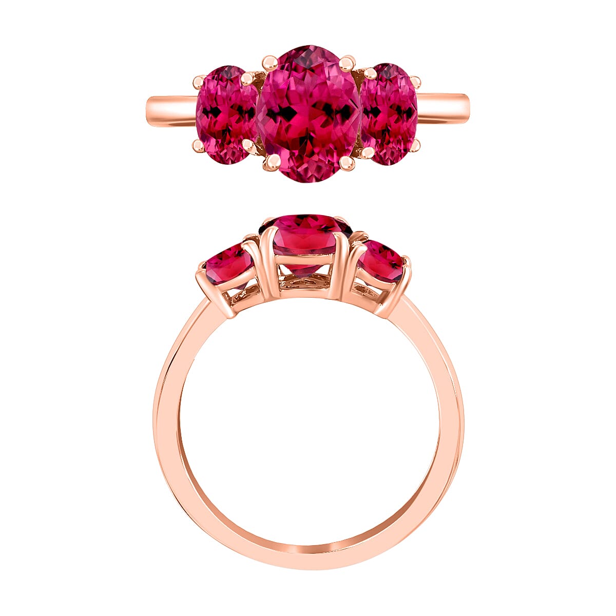 14K Rose Gold Rubellite 3 Stone Ring in Gold Wt. 4 grams, 2.60 Ct 8007027 4