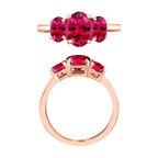 14K Rose Gold   Rubellite  3 Stone Ring 2.60 ct,  Gold Wt. 4 Gms  2.600  Ct.