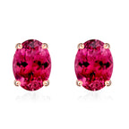 14K Rose Gold   Rubellite  Solitaire Stud Push Post Earring 1.66 ct,  Gold Wt. 1.5 Gms  1.660  Ct.