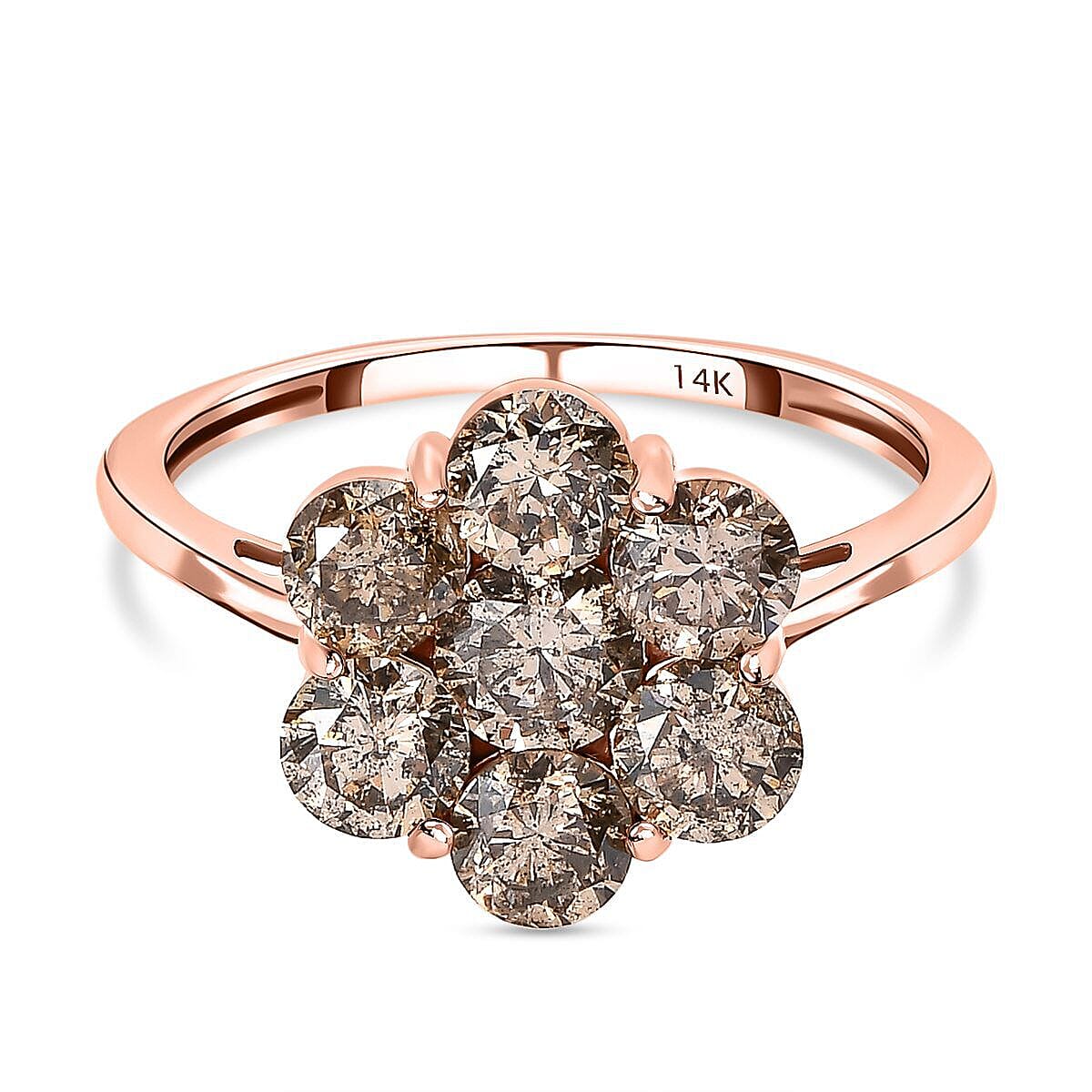 14K Rose Gold SGL Certified Natural Champagne Diamond Floral Ring 2.00 Ct. 7480681 0