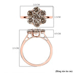 14K Rose Gold SGL Certified Natural Champagne Diamond Floral Ring 2.00 Ct.