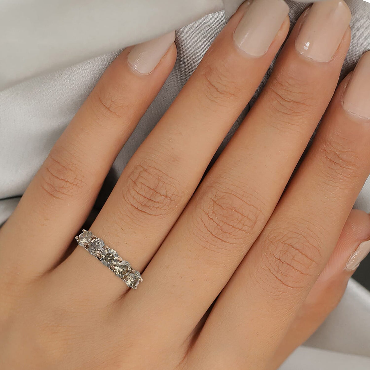 14K Rose Gold SGL Certified Natural Champagne Diamond (I1-I2) 5 Stone Ring 1.00 Ct 7211548 6
