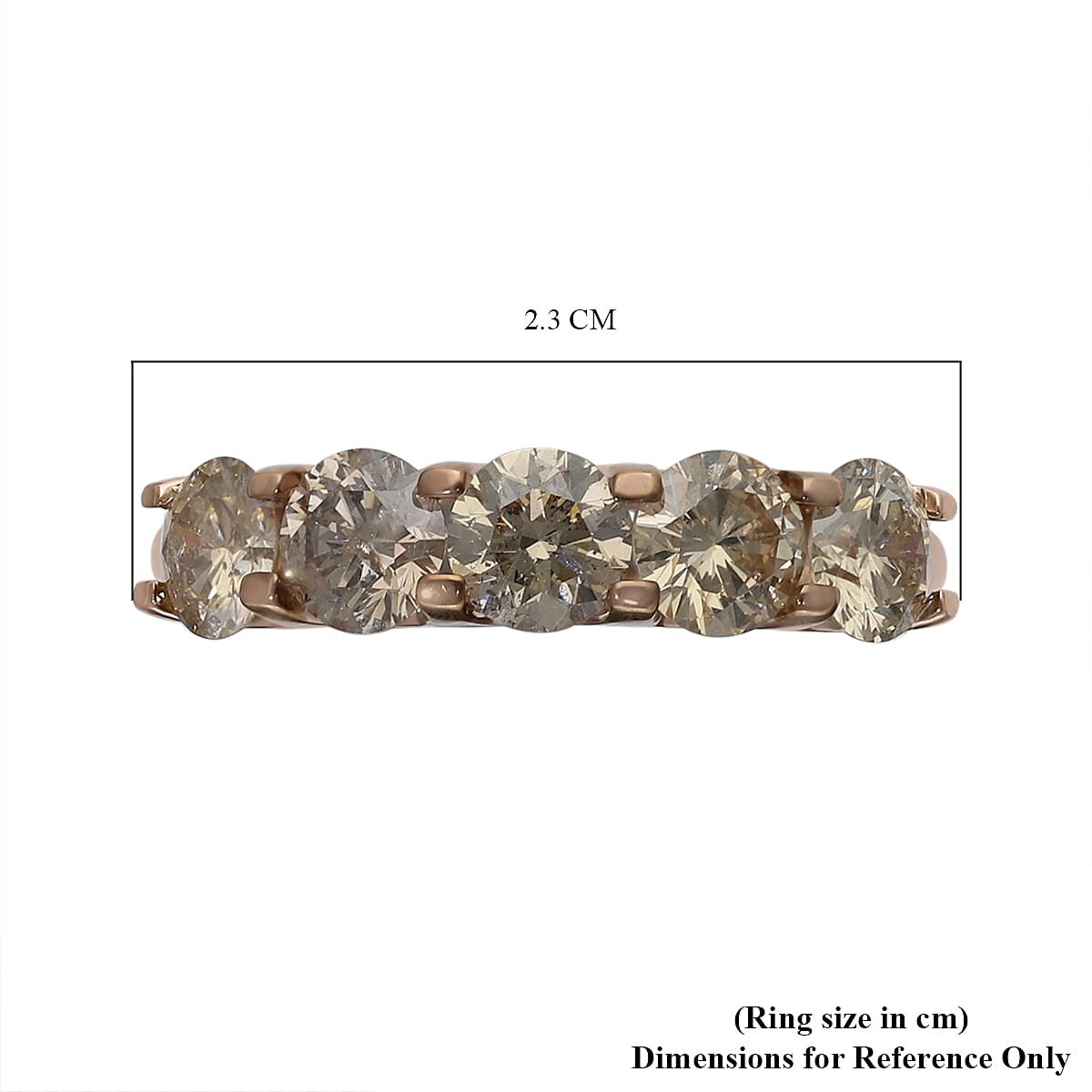 14K Rose Gold SGL Certified Natural Champagne Diamond (I1-I2) 5 Stone Ring 1.00 Ct 7211548 12