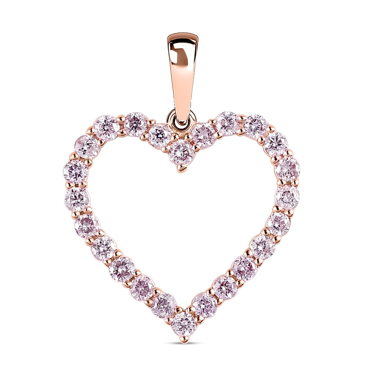 14K Rose Gold SGL Certified Pink Diamond I3 Open Heart Pendant 0.50 Ct 7201407 0