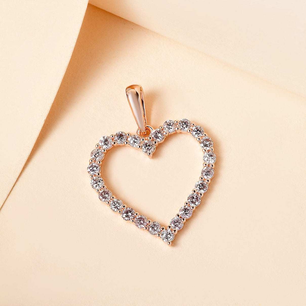 14K Rose Gold SGL Certified Pink Diamond I3 Open Heart Pendant 0.50 Ct 7201407 3