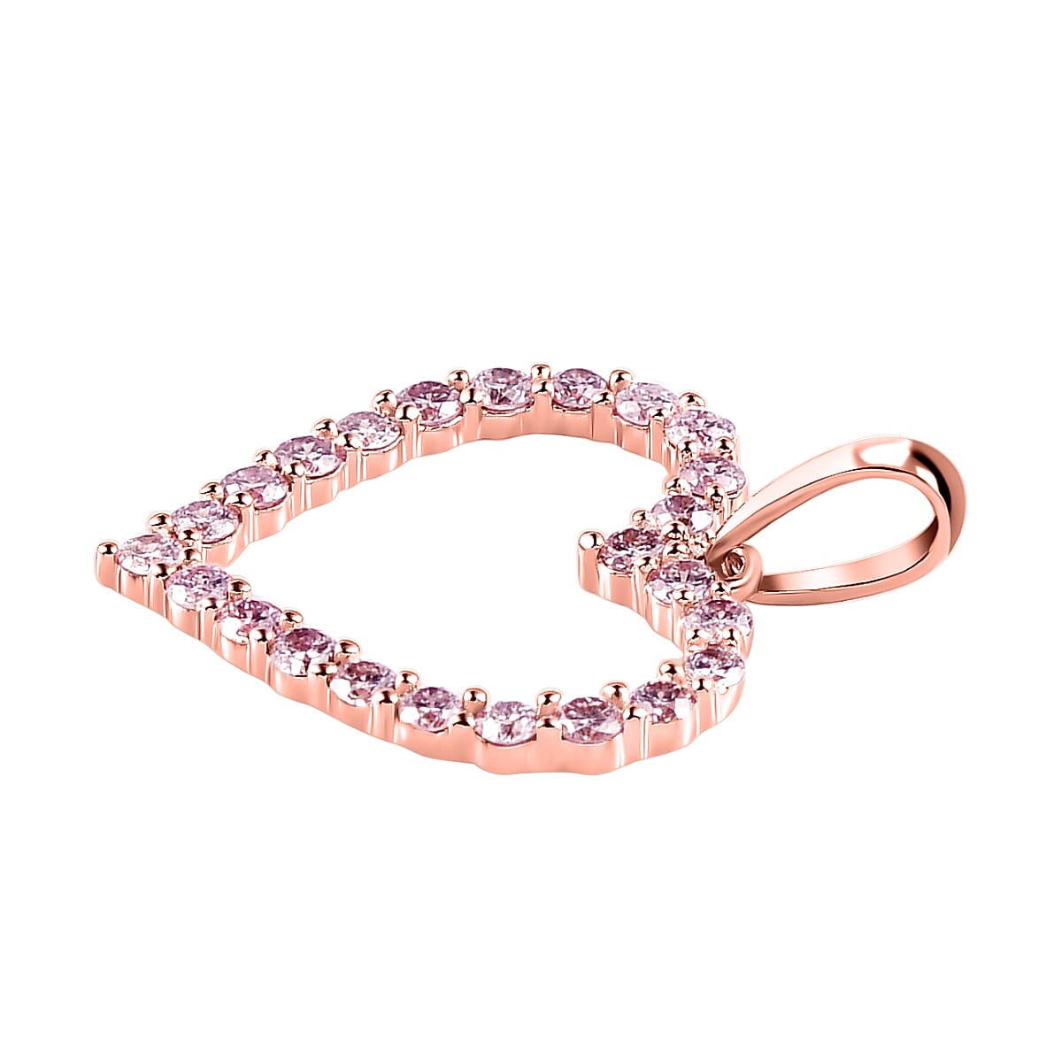 14K Rose Gold SGL Certified Pink Diamond I3 Open Heart Pendant 0.50 Ct 7201407 4