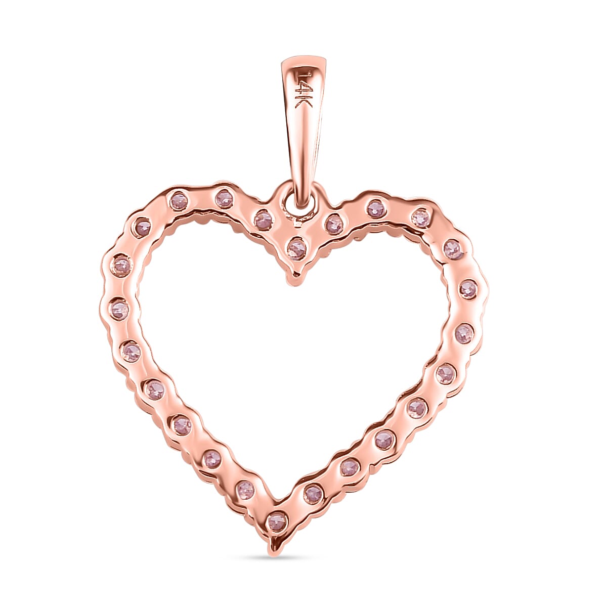 14K Rose Gold SGL Certified Pink Diamond I3 Open Heart Pendant 0.50 Ct 7201407 5
