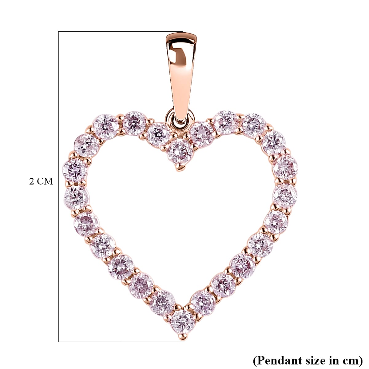 14K Rose Gold SGL Certified Pink Diamond I3 Open Heart Pendant 0.50 Ct 7201407 6