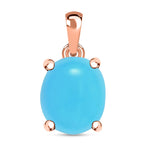 14K Rose Gold   Sleeping Beauty Turquoise  Solitaire Pendant 4.50 ct,  Gold Wt. 2 Gms  4.500  Ct.