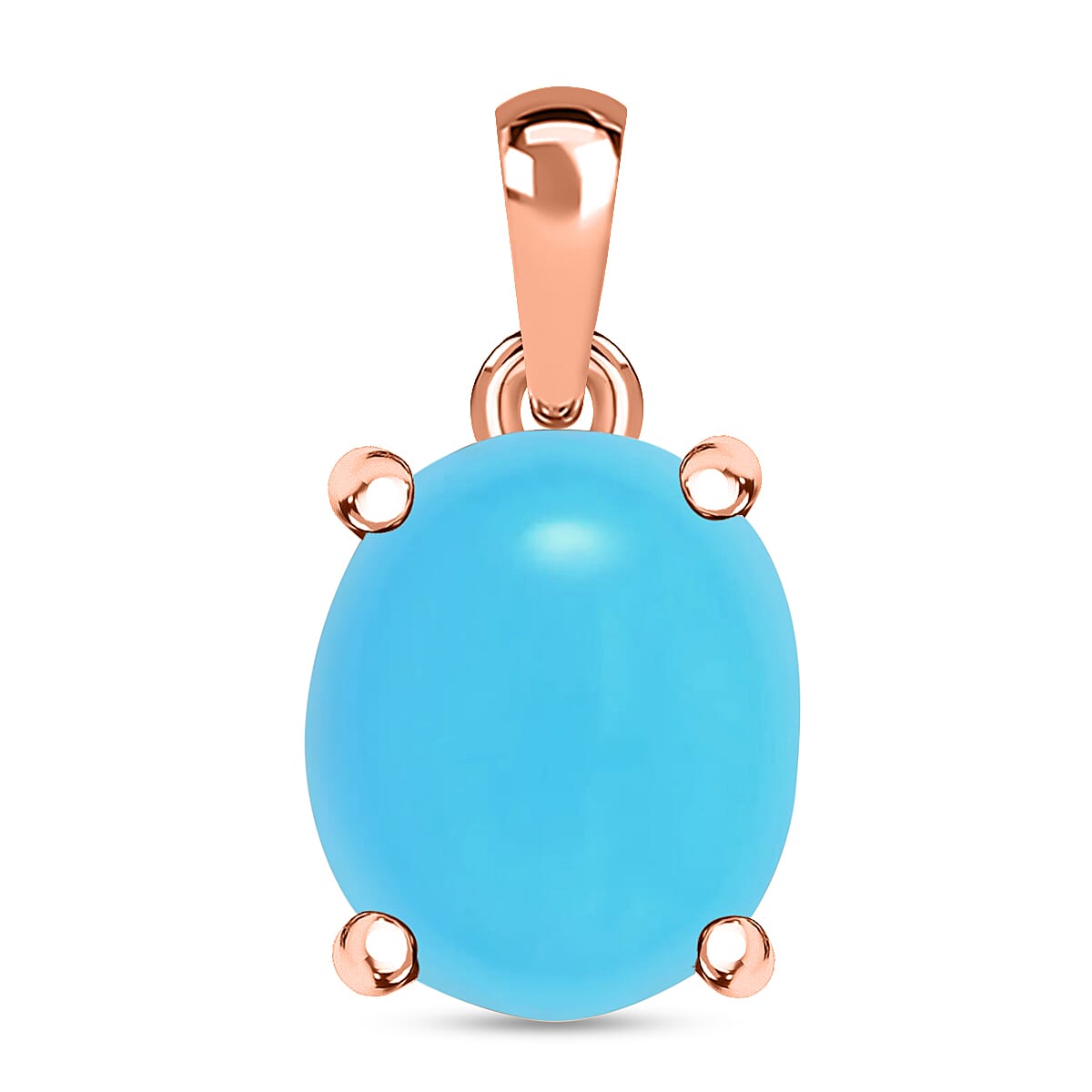 14K Rose Gold Sleeping Beauty Turquoise Solitaire Pendant in Gold Wt. 2 grams, 4.50 Ct 8000319 0