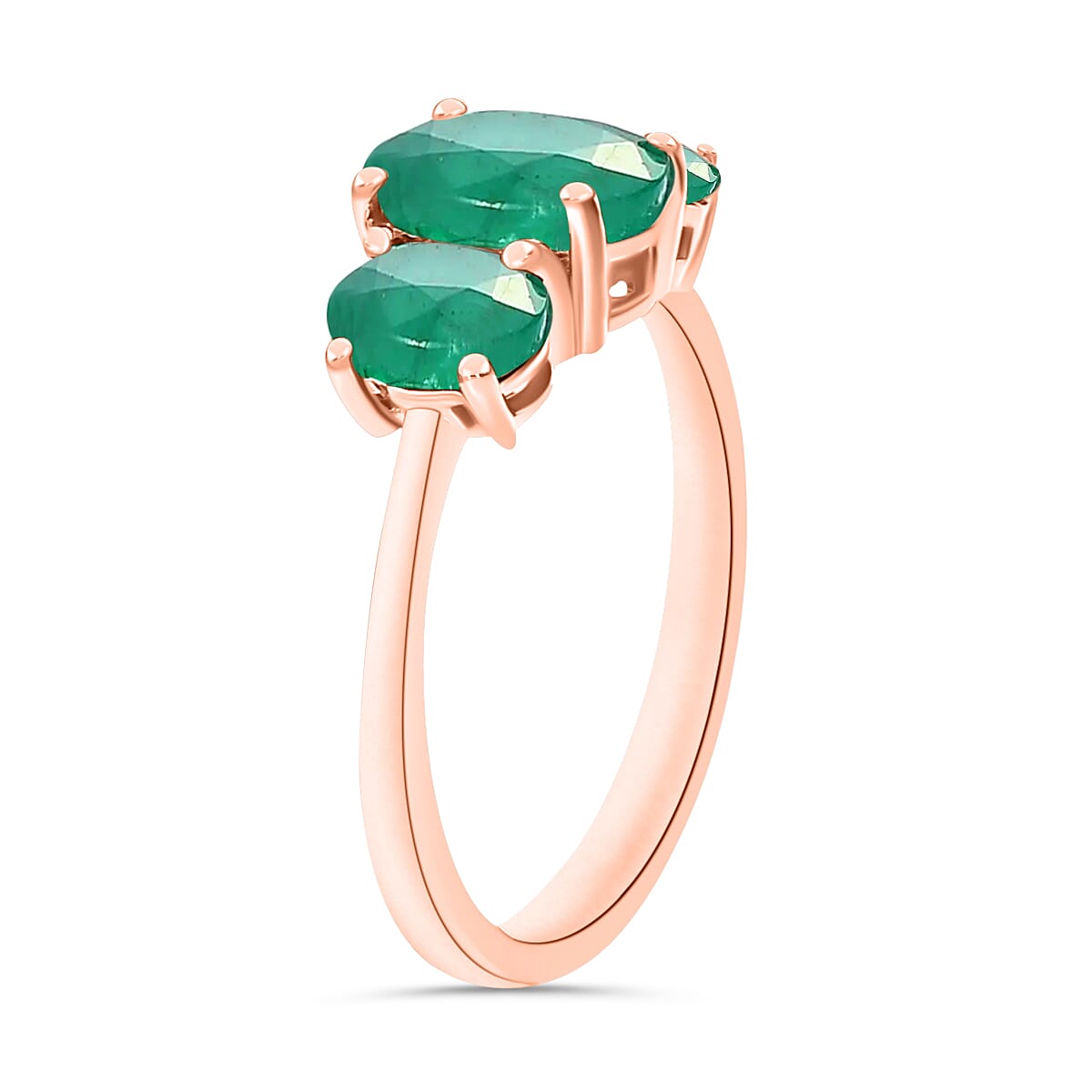 14K Rose Gold Zambian Emerald 3 Stone Ring in Gold Wt. 4 grams, 2.20 Ct 8007367 3