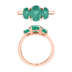 14K Rose Gold   Zambian Emerald  3 Stone Ring 2.20 ct,  Gold Wt. 4 Gms  2.200  Ct.