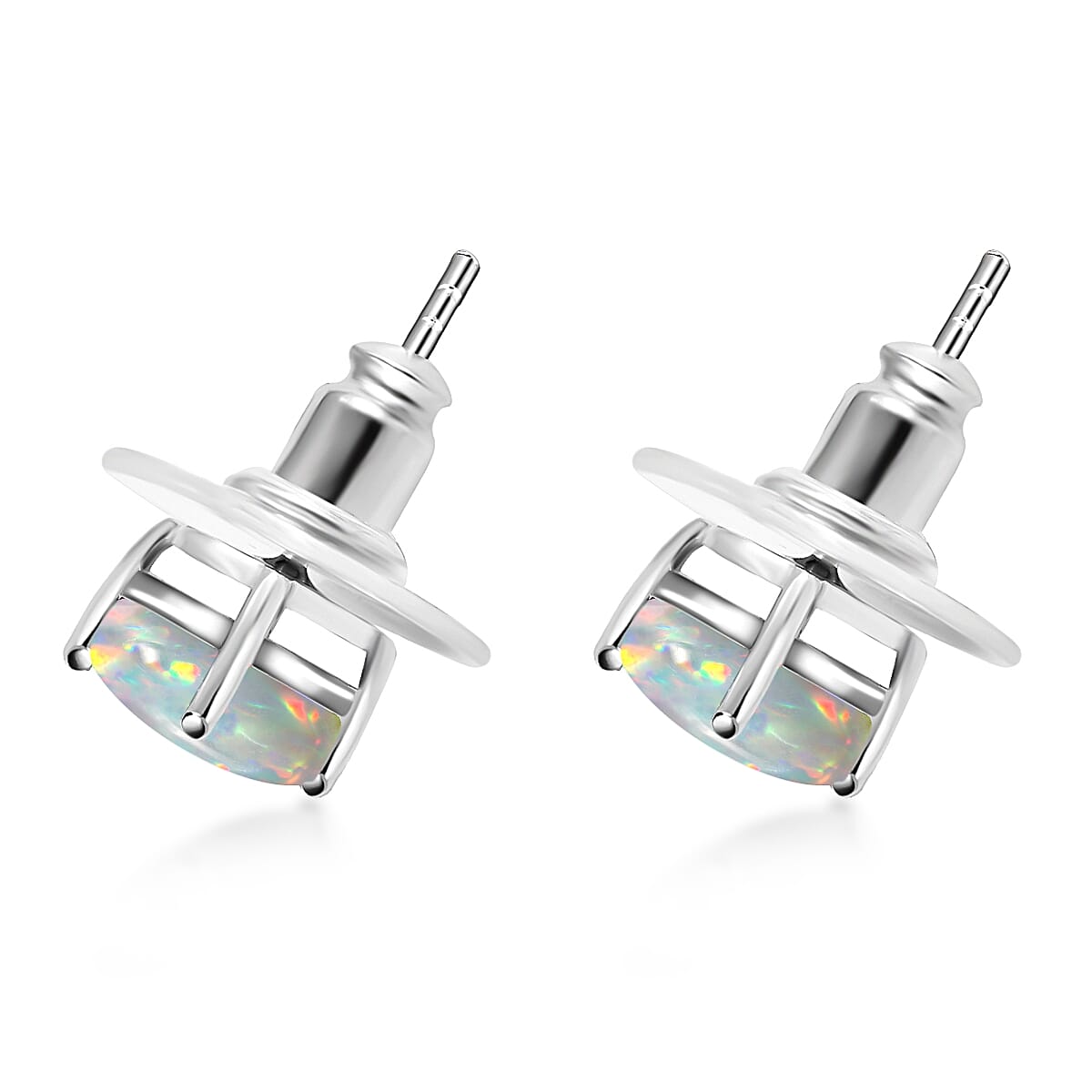 AA Ethiopian Opal Earring With Push Back in 14K White Gold 7727330 2
