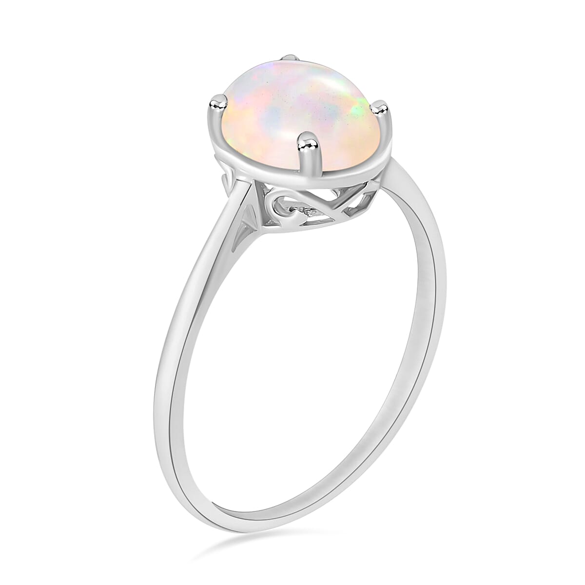 14K White Gold AA Ethiopian Opal Solitaire Ring in Gold Wt. 4 grams, 1.80 Ct 8004117 2