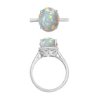 14K W Gold  AA   Ethiopian Opal  Solitaire Ring 1.80 ct,  Gold Wt. 4 Gms  1.800  Ct.