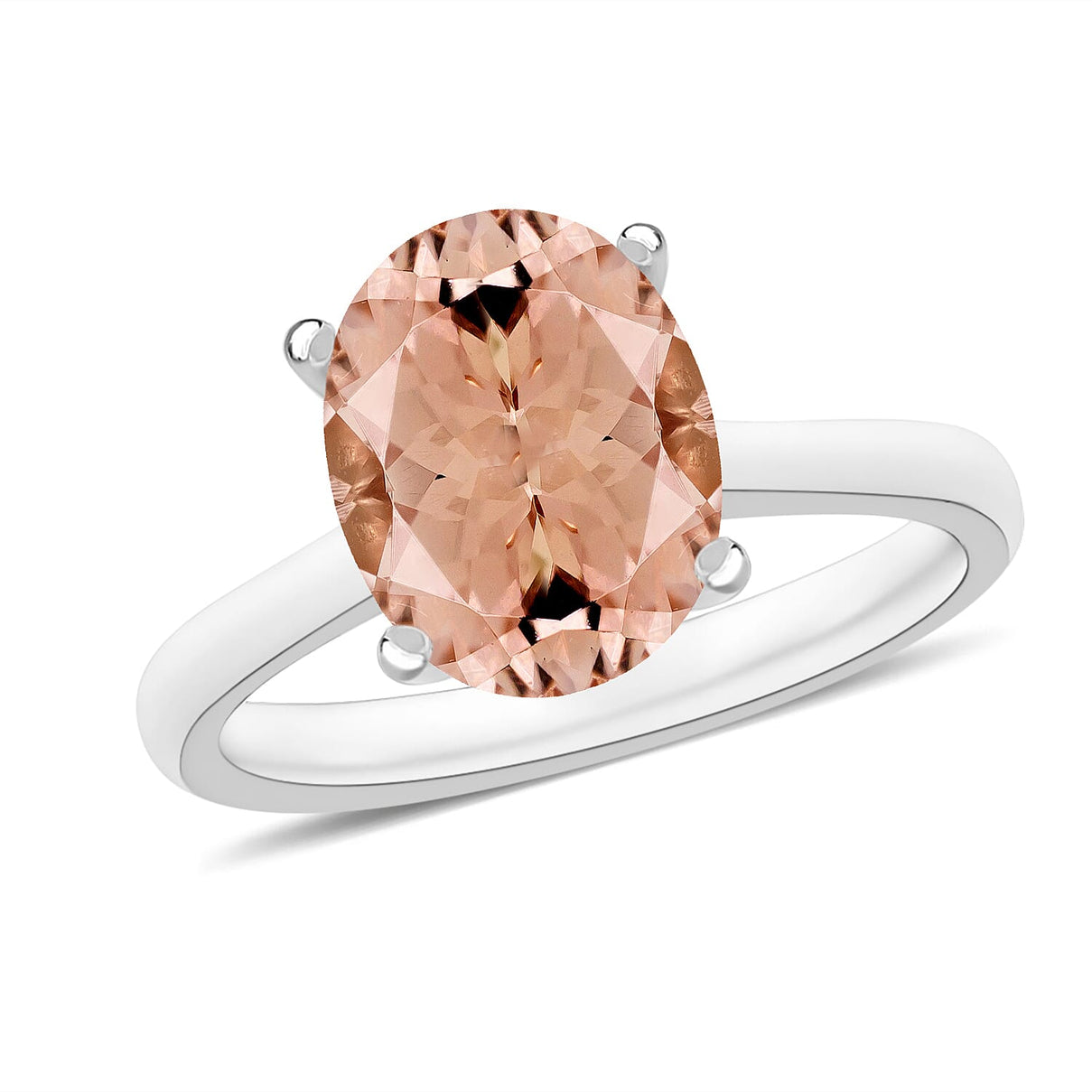 14K White Gold AA Pink Morganite Solitaire Ring in Gold Wt. 4 grams, 5.50 Ct 8003454 0
