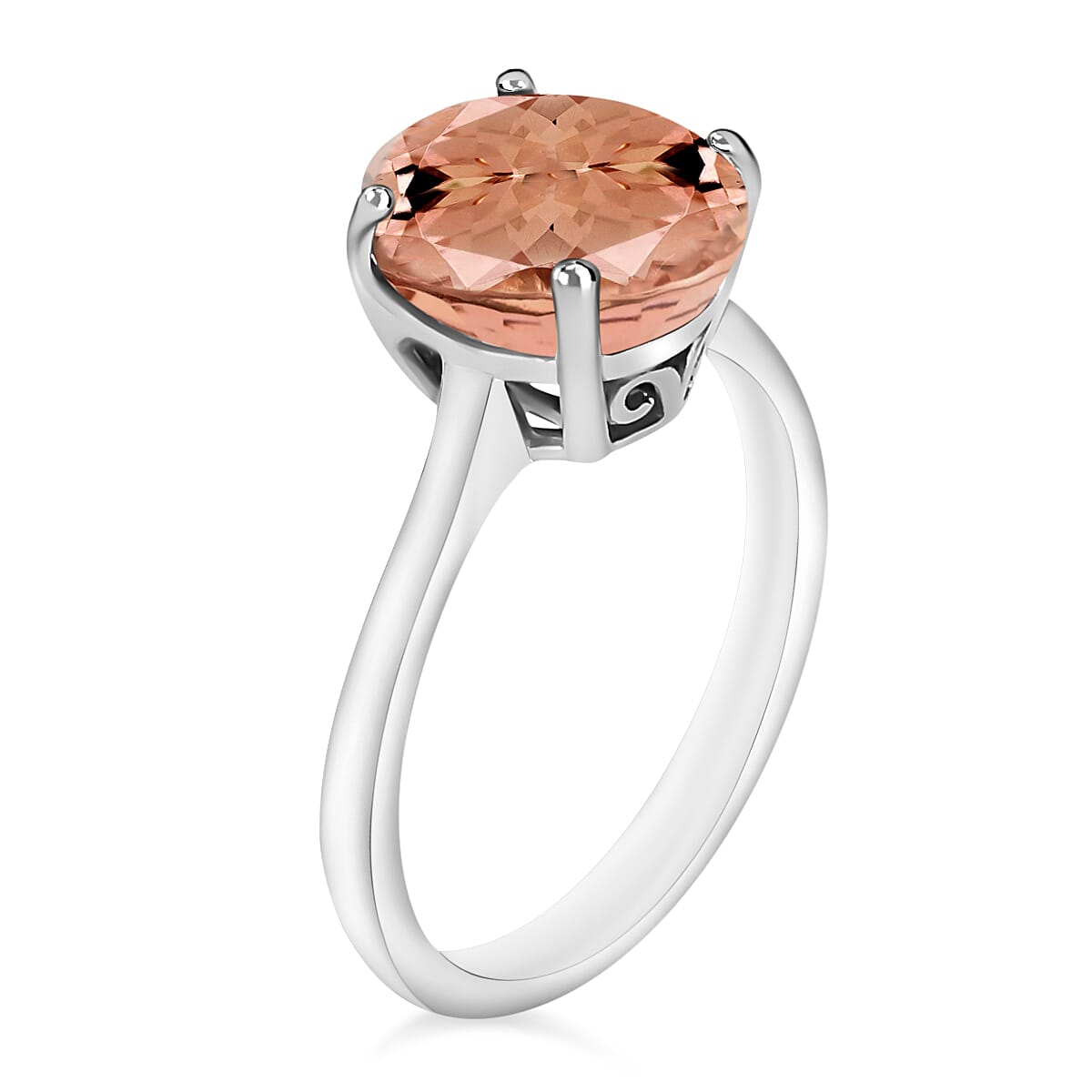 14K White Gold AA Pink Morganite Solitaire Ring in Gold Wt. 4 grams, 5.50 Ct 8003454 2