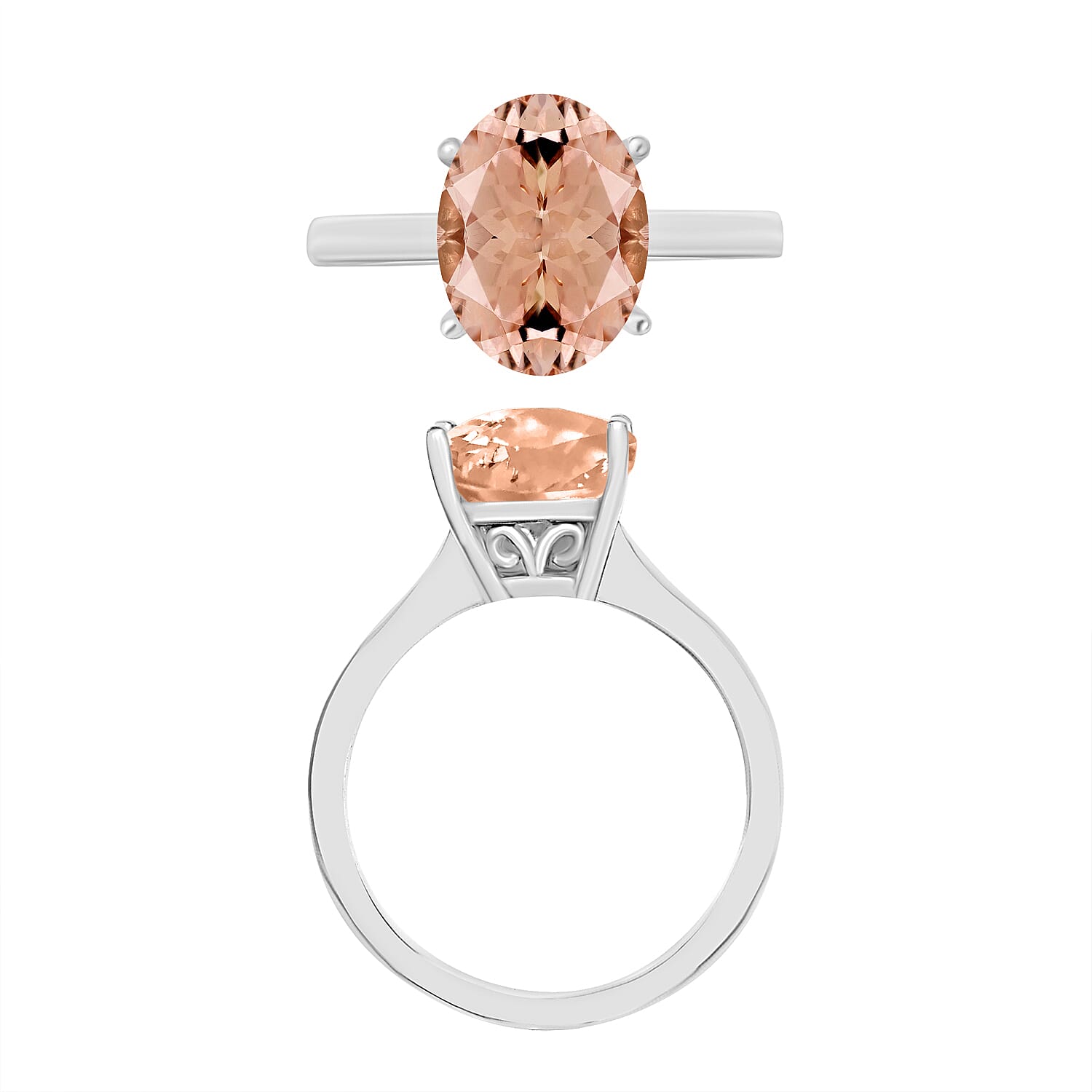 14K White Gold AA Pink Morganite Solitaire Ring in Gold Wt. 4 grams, 5.50 Ct 8003454 3