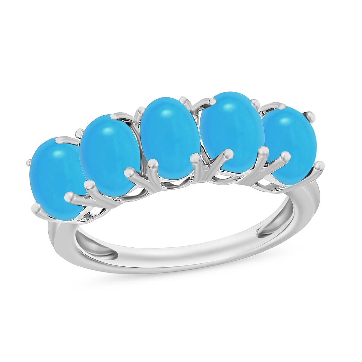 14K White Gold AA Sleeping Beauty Turquoise 5 Stone Ring in Gold Wt. 4 grams, 2.750 Ct 8009186 0