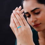14K W Gold  AA   Sleeping Beauty Turquoise  5 Stone Ring 2.75 ct,  Gold Wt. 4 Gms  2.750  Ct.