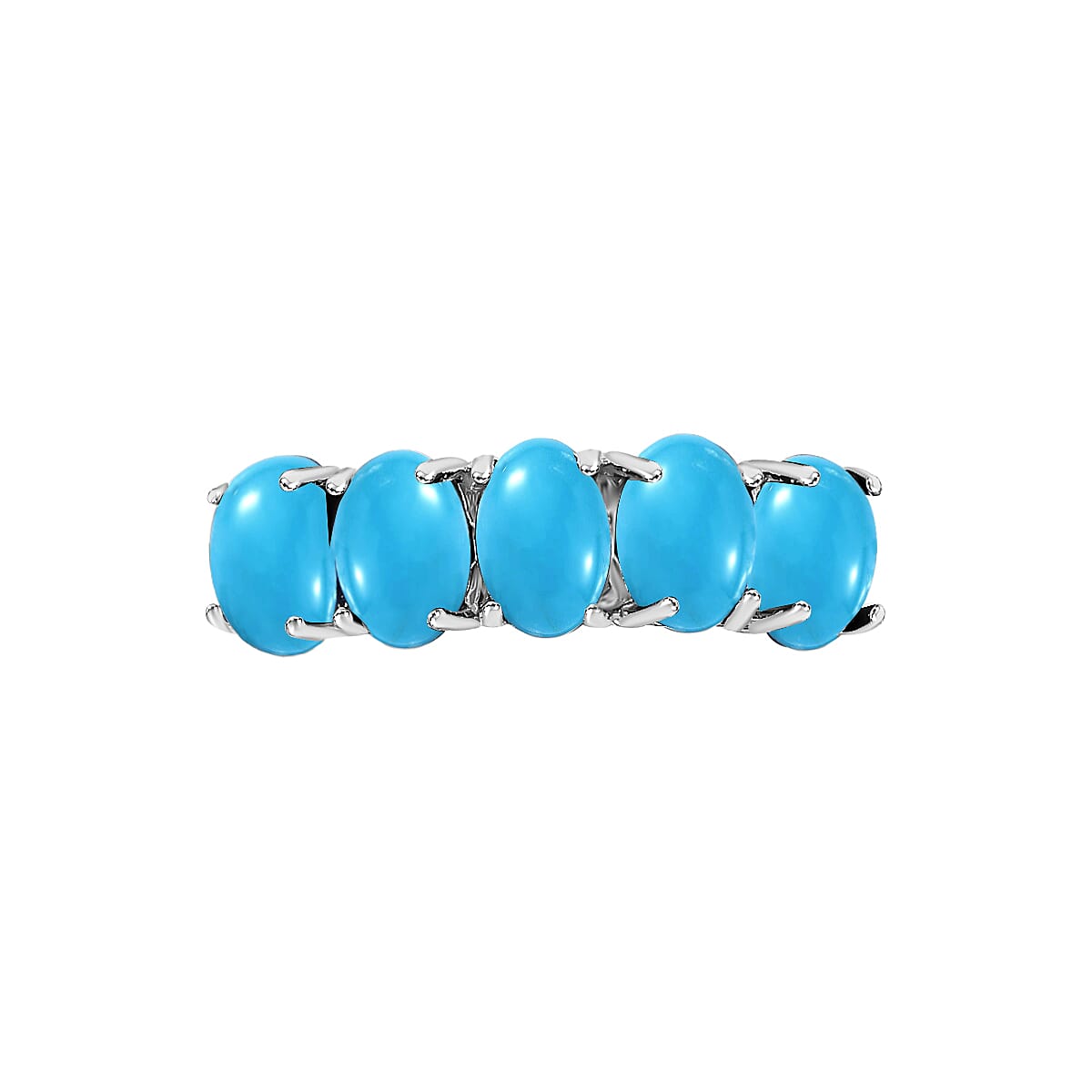 14K White Gold AA Sleeping Beauty Turquoise 5 Stone Ring in Gold Wt. 4 grams, 2.750 Ct 8009186 3