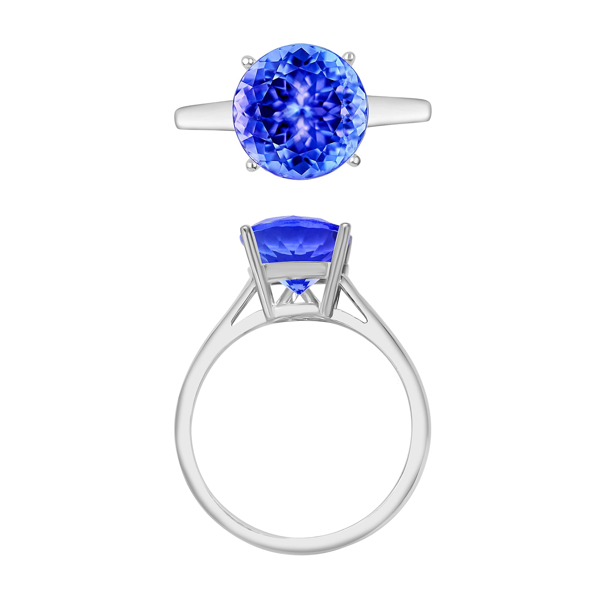 14K White Gold AA Tanzanite Solitaire Ring, 3.70 Ct 8009866 3