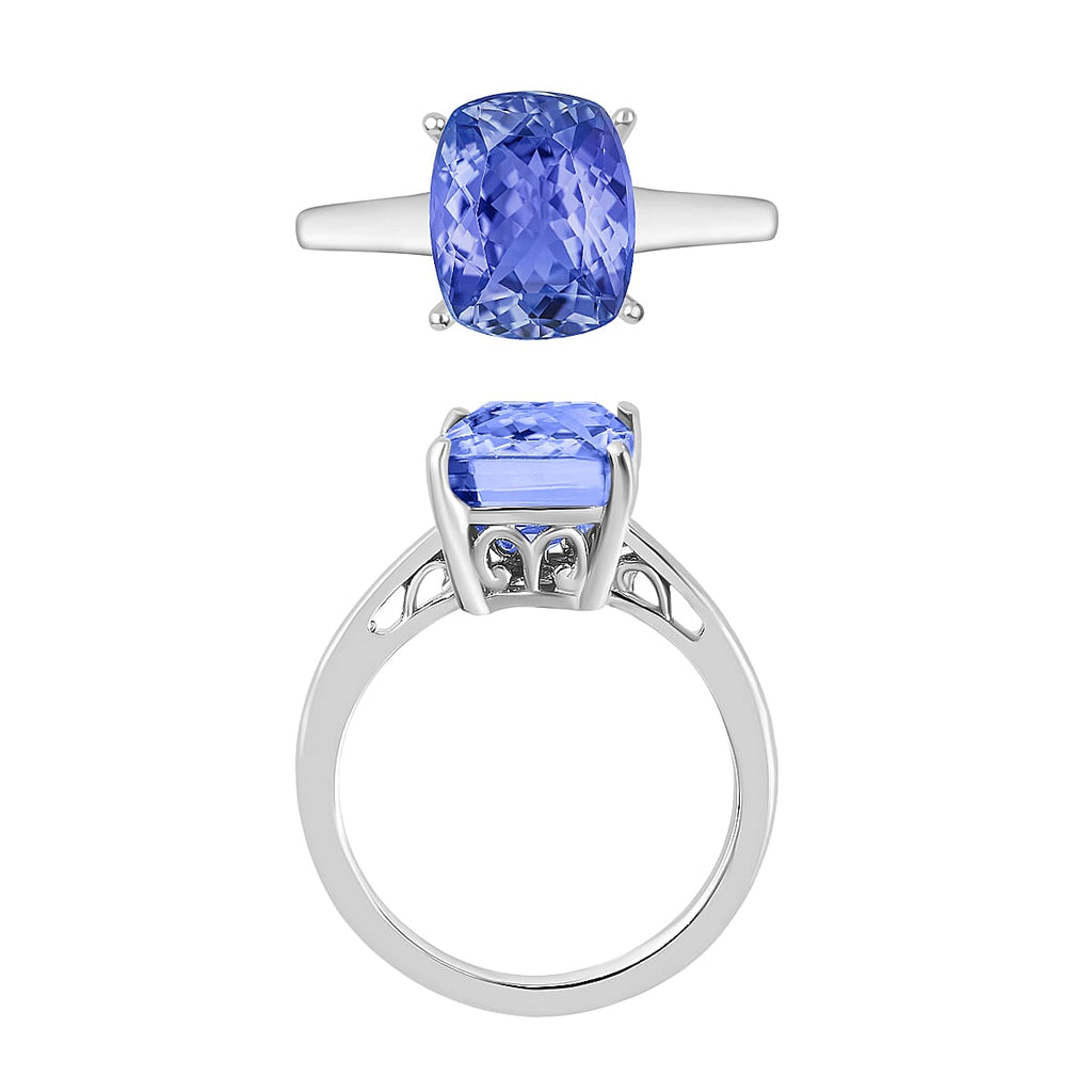 14K W Gold  AA   Tanzanite  Solitaire Ring 5.00 ct,  Gold Wt. 4 Gms  5.000  Ct.