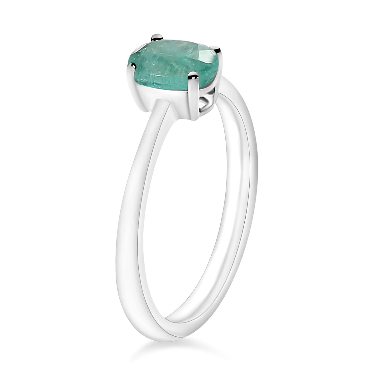 14K White Gold AZambian Emerald Solitaire Ring in Gold Wt. 4 grams, 0.820 Ct 8002349 2