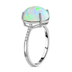 AGI Certified and Appraised 14K White Gold AAA Ethiopian Welo Opal and Diamond (I1) Ring 4.35 Ct.