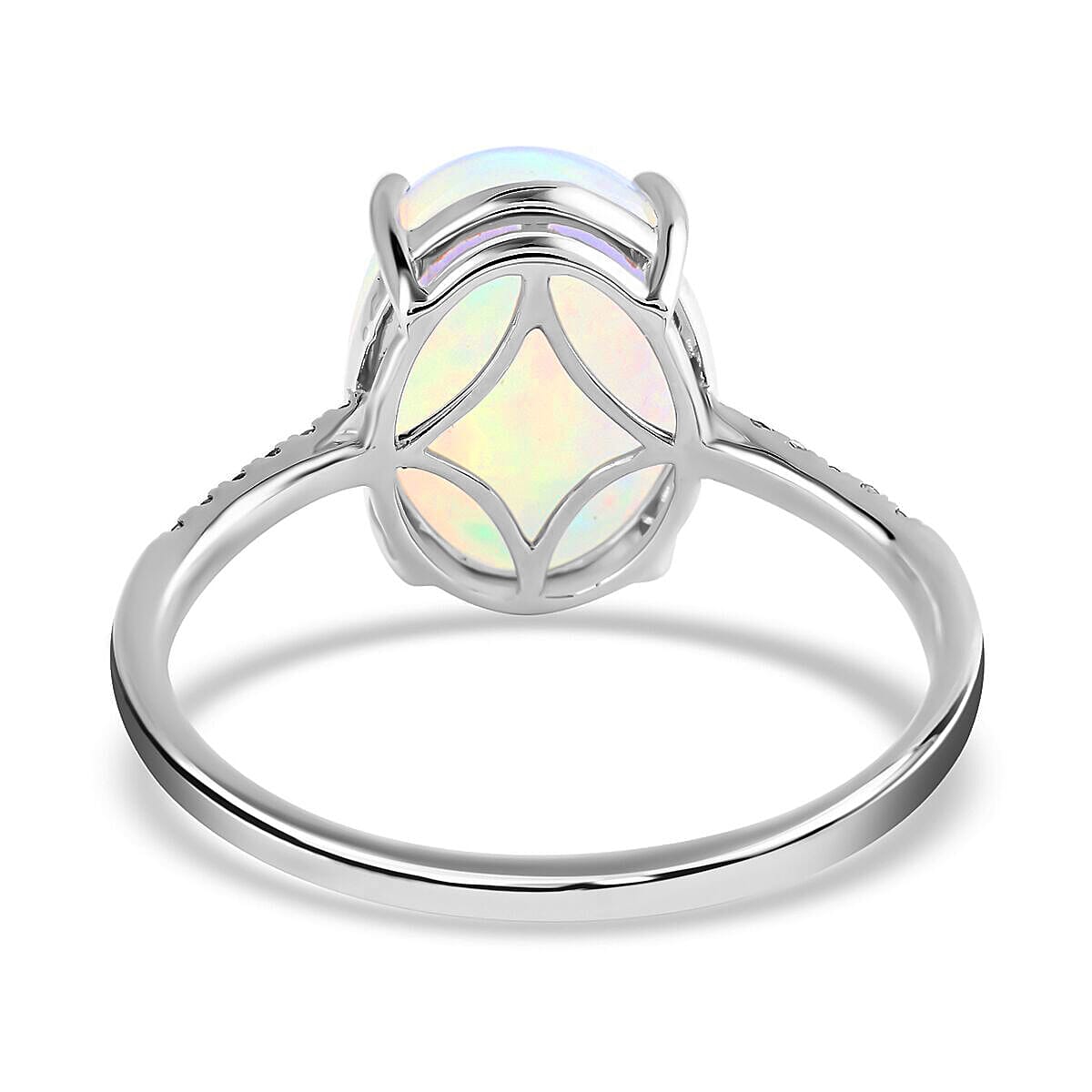 Appraised AAA Ethiopian Welo Opal and Diamond Solitaire Ring in 14K White Gold, AGI Certified 7134554 4